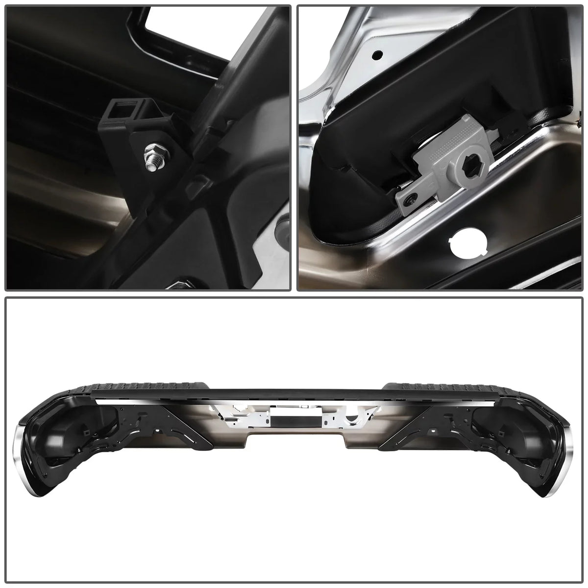 Rear Sierra Parking With 2019-2023 Step DNA Silverado For Holes STEPBUM-10068 Motoring Chrome Sensor Bumper