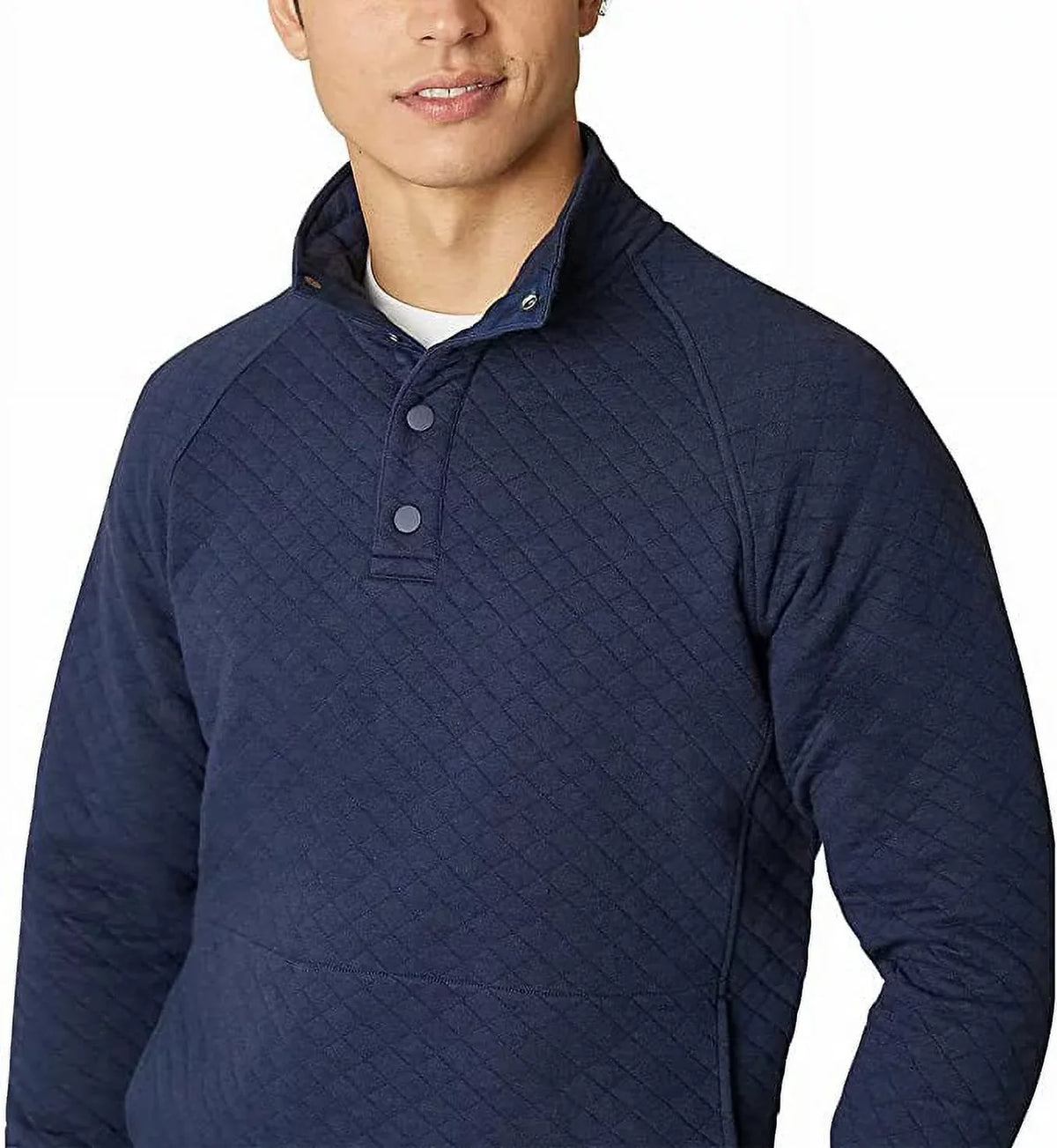 Medium) Quarter Pullover Mock Snap Quilted Mens Midweight Bauer (Blue, Eddie