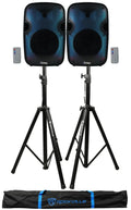 PLIT12 Pro Speakers+Wireless 12" Link+Stands Technical LED (2) Bluetooth Party