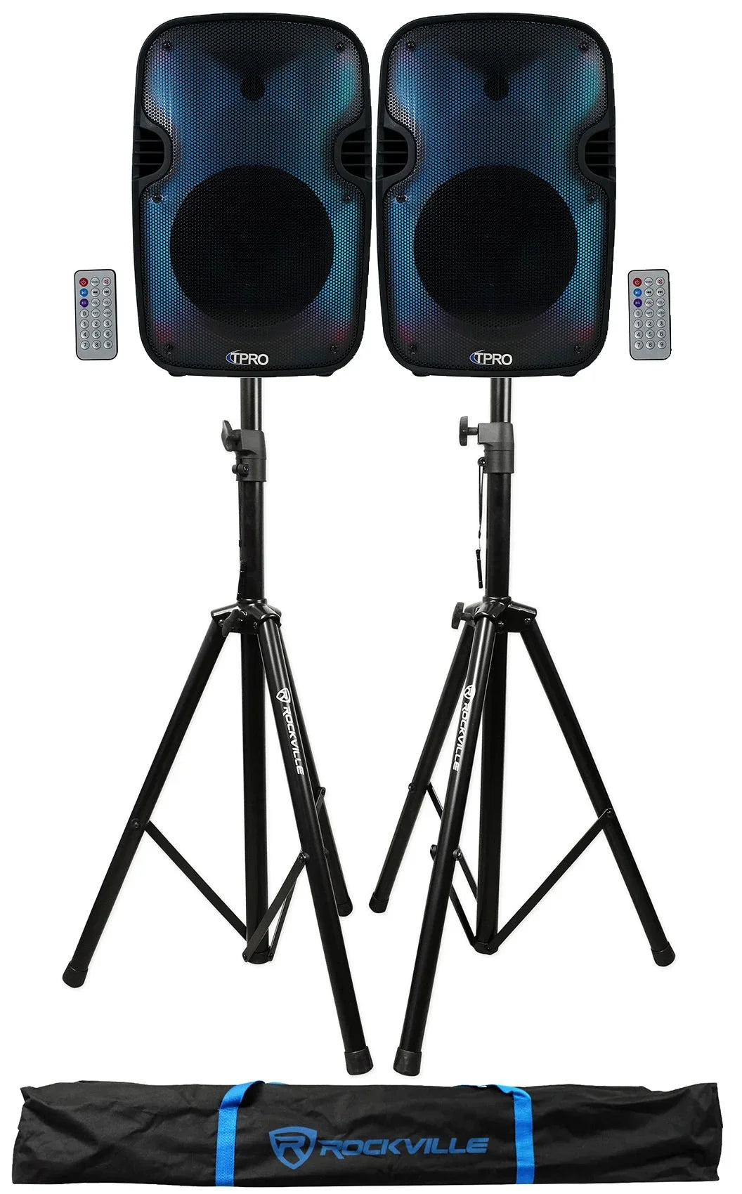 PLIT12 Pro Speakers+Wireless 12" Link+Stands Technical LED (2) Bluetooth Party