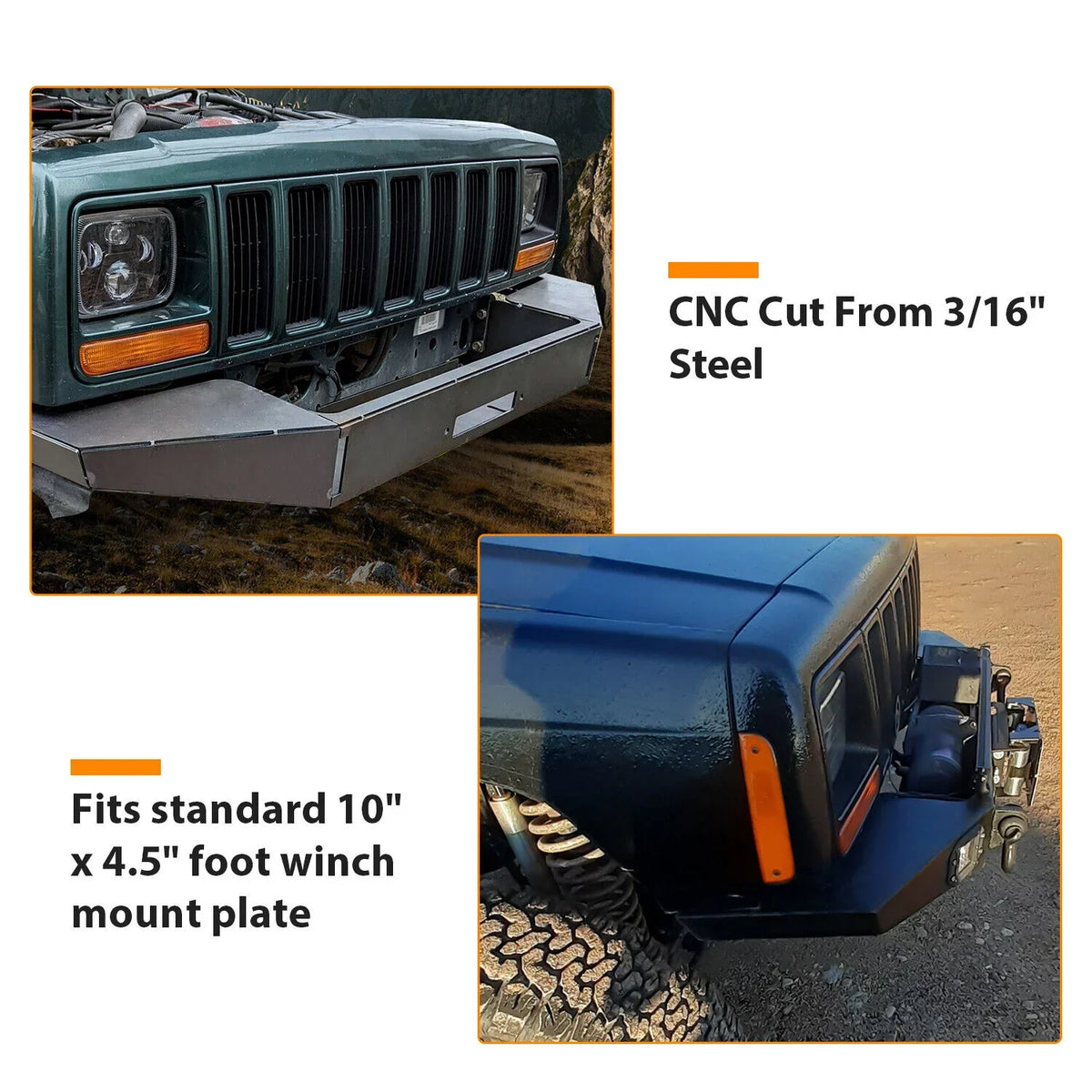 KOJEM DIY Bare Mount for Plate Front Winch Kit Cherokee 1984-2001 Jeep Bumper XJ Metal