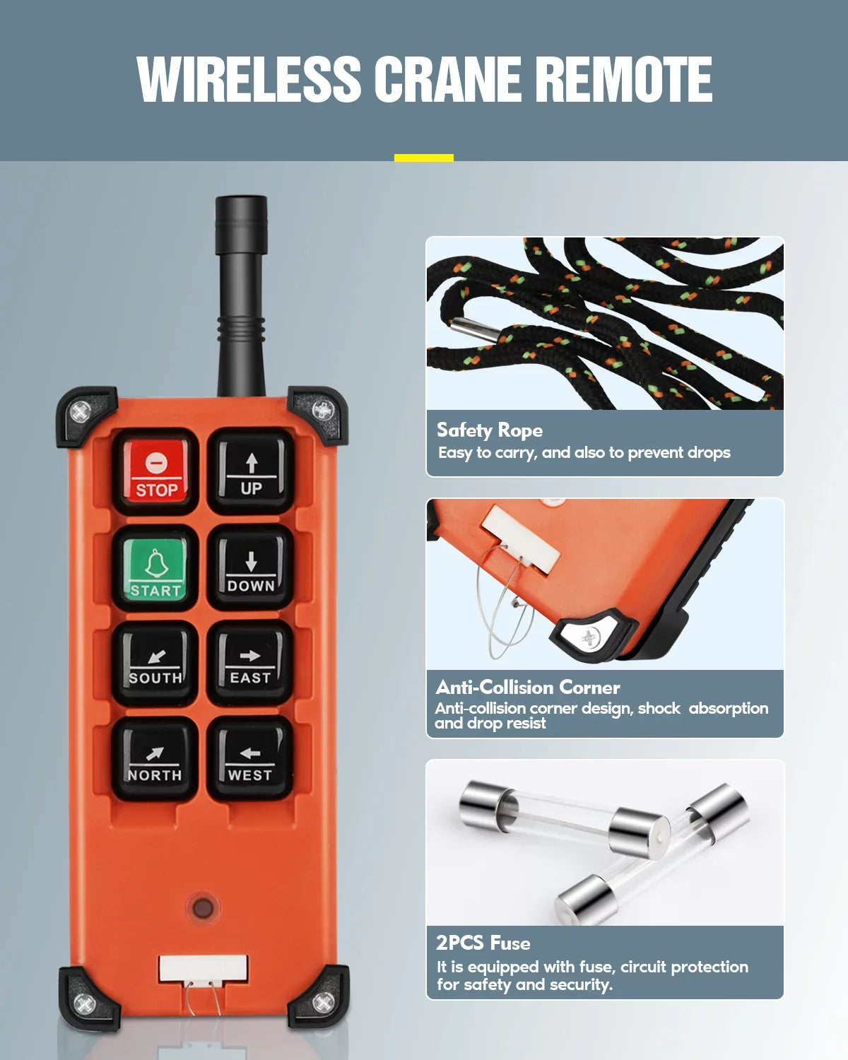 Buttons Winch 8 Electric Crane 12V 1 Wireless Remote Overhead Receiver Lift Control Tower DC Industrial Radio Transmitter Hoist 2 Crane + Crane Switch Bridge