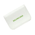 Trifold Balenciaga Wallet Mini White 593813 Logo Everyday Leather