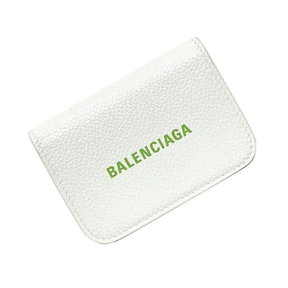 Trifold Balenciaga Wallet Mini White 593813 Logo Everyday Leather