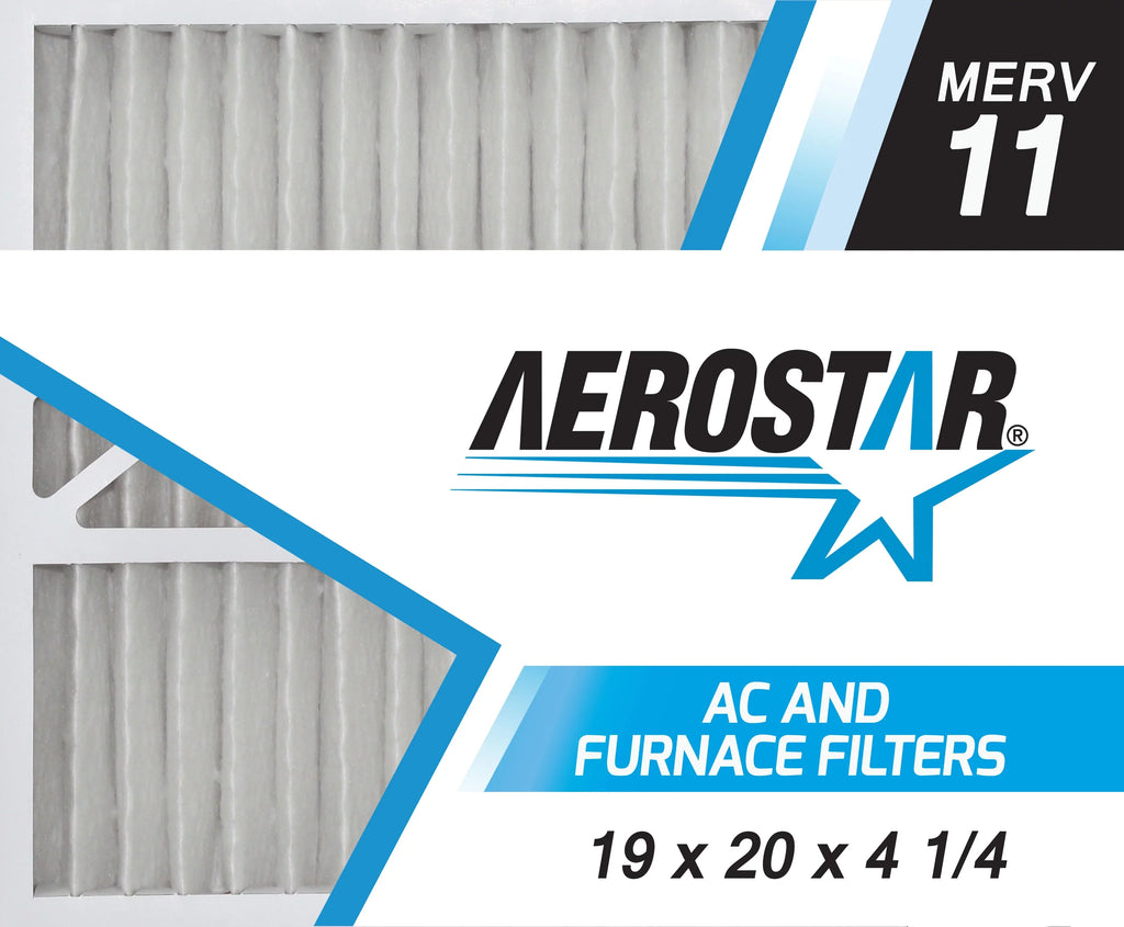 Air Aerostar Pleated Filter, AC Air 11 MERV 19x20x4 2 Filter, Pack Furnace