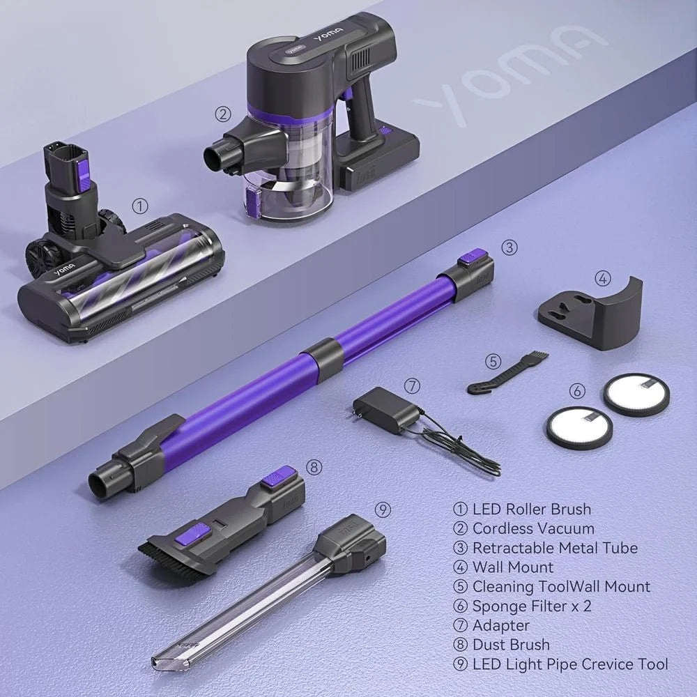 Home Cleaner, Suction, Carpet Vacuum Floor Rechargeable Pet Cordless with Hair Purple) with 28Kpa (Midnight 350W 50min Vacuum Runtime, for Stick Powerful Vacuum Cordless 6-in-1 Lightweight Vacuum