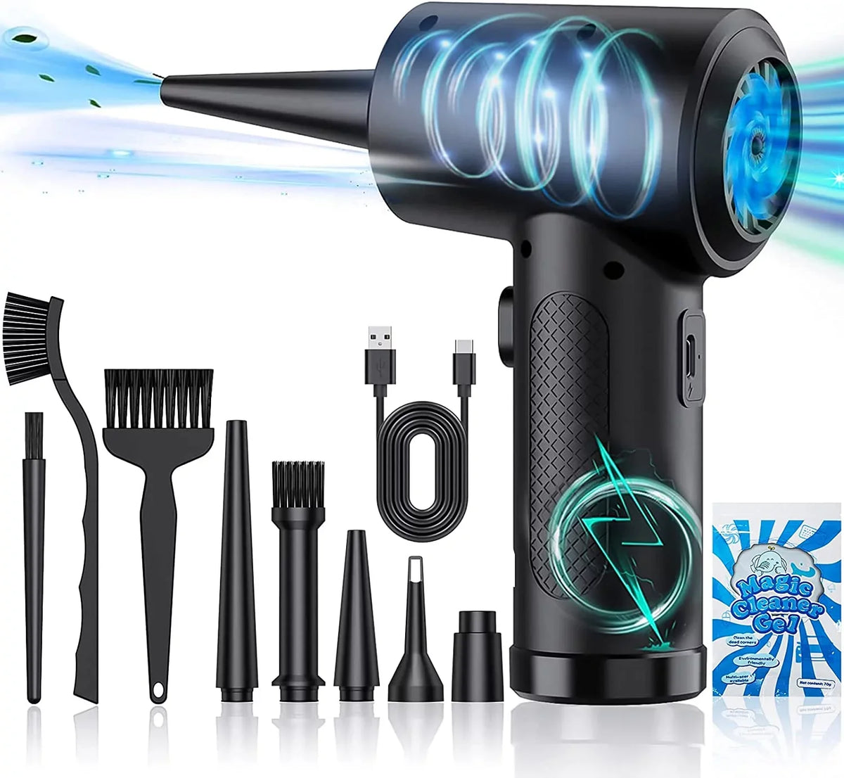 Compressed Good Keyboard Adjustment, Office, Electric Cordless 100000RPM Duster Air Air for Cleaner 3 Gears Air Reusable Duster, 7600mAh & for Replacement Compressed Computer Rechargeable Cans