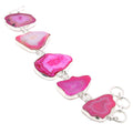 Botswana Handmade SR Gemstone Gifted Agate Bracelet Jewelry Ethnic 212 7-8" Pink