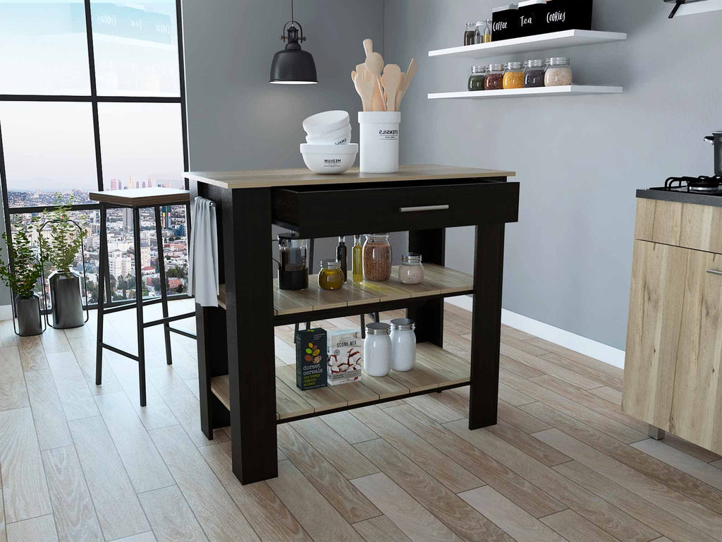 Kitchen Product Island, Assembled Boahaus Oak Light Reims / Height Wengue in, Black 37