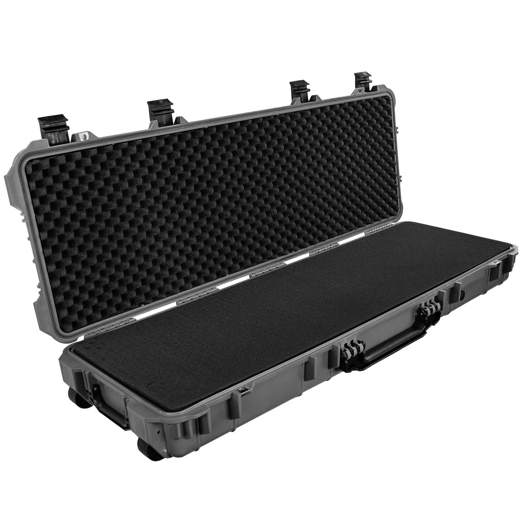 Hard Eylar Case with Foam, Fittings Valve Waterproof & Mil-Spec Crushproof, Roller Lockable Inch with Pressure Gray 38"