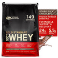 Whey Optimum Nutrition, Servings Chocolate, Rich 149 Standard Gold 10 lb, Double Powder, Protein 100%