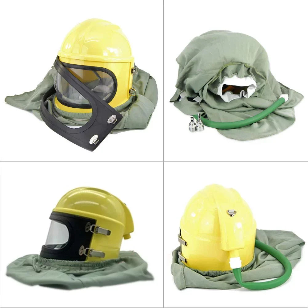 Helmet Supplied Protector Sand FED Hood Blast Sandblast AIR Safety Yellow