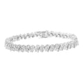 Bracelet Miracle 7.25" 1 Diamond I3) .925 Double Row cttw - Sterling Link (I-J, Silver Set