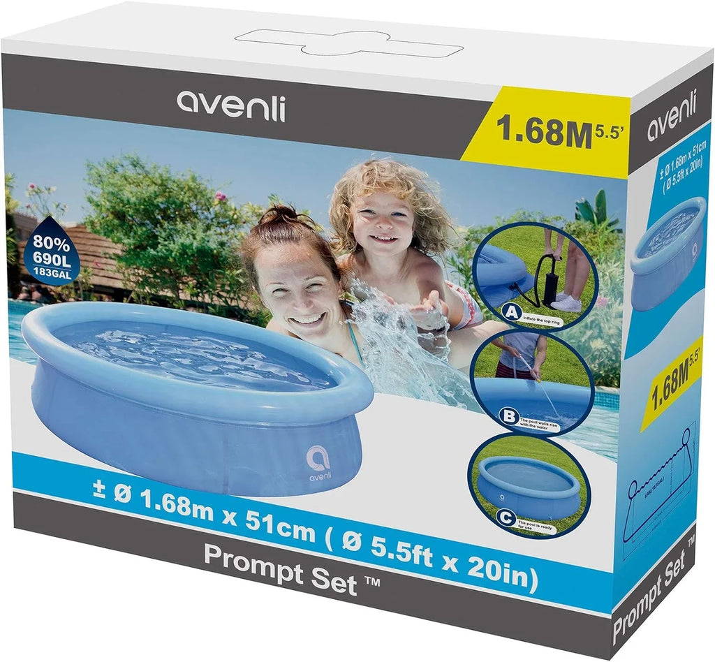 5.5 Inflatable Capacity Swimming Foot Prompt Inch To Outdoor Blue 20 Avenli Pool, 12014 2 Set X Kids Backyard 1 Kiddie Ground Person Above