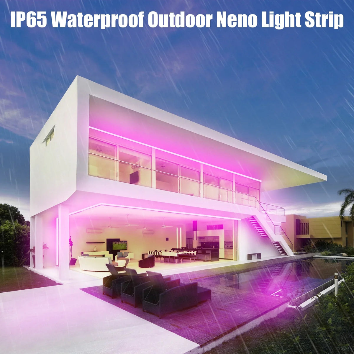 Works Room Music Flexible Neon For Living 9.8ft LED Alexa Decoraction IP67 Waterproof Lights Dimmable Outdoor CheDux DIY Sync Wall, With Function, Google, Strip Control And With Light Remote And
