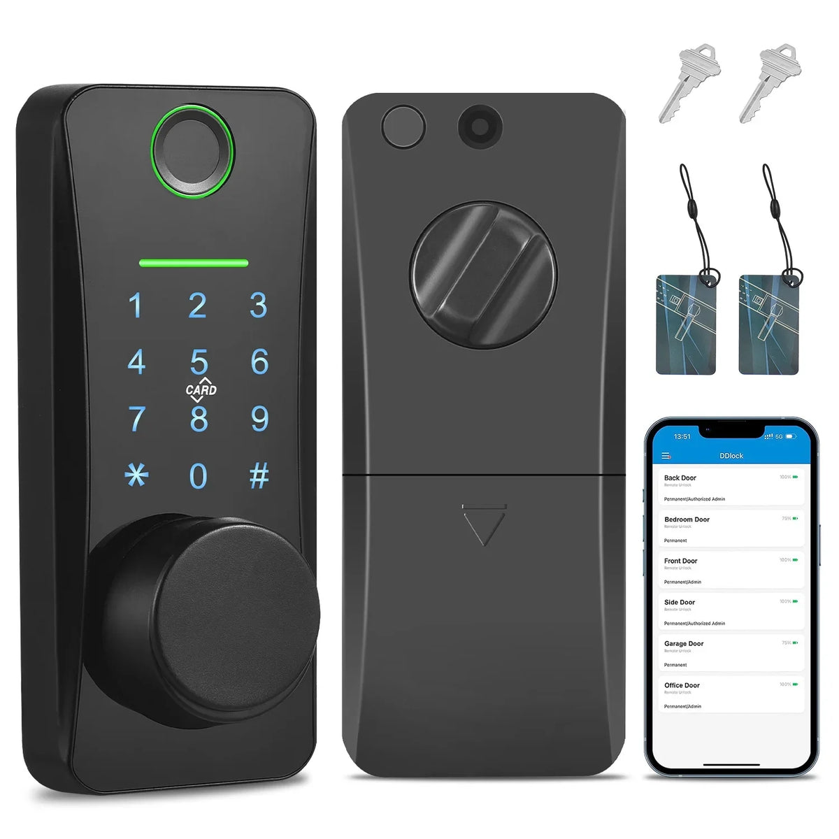 Remote Pad Lock/5-in-1 Door Intelligent Door Lock,With App Lock Less Lock Siuke Deadbolt Door Remote Keyless Huiop With Keypad Lock/2 Keyless Deadbolt Pad Lock/5-in-1 Remote Set