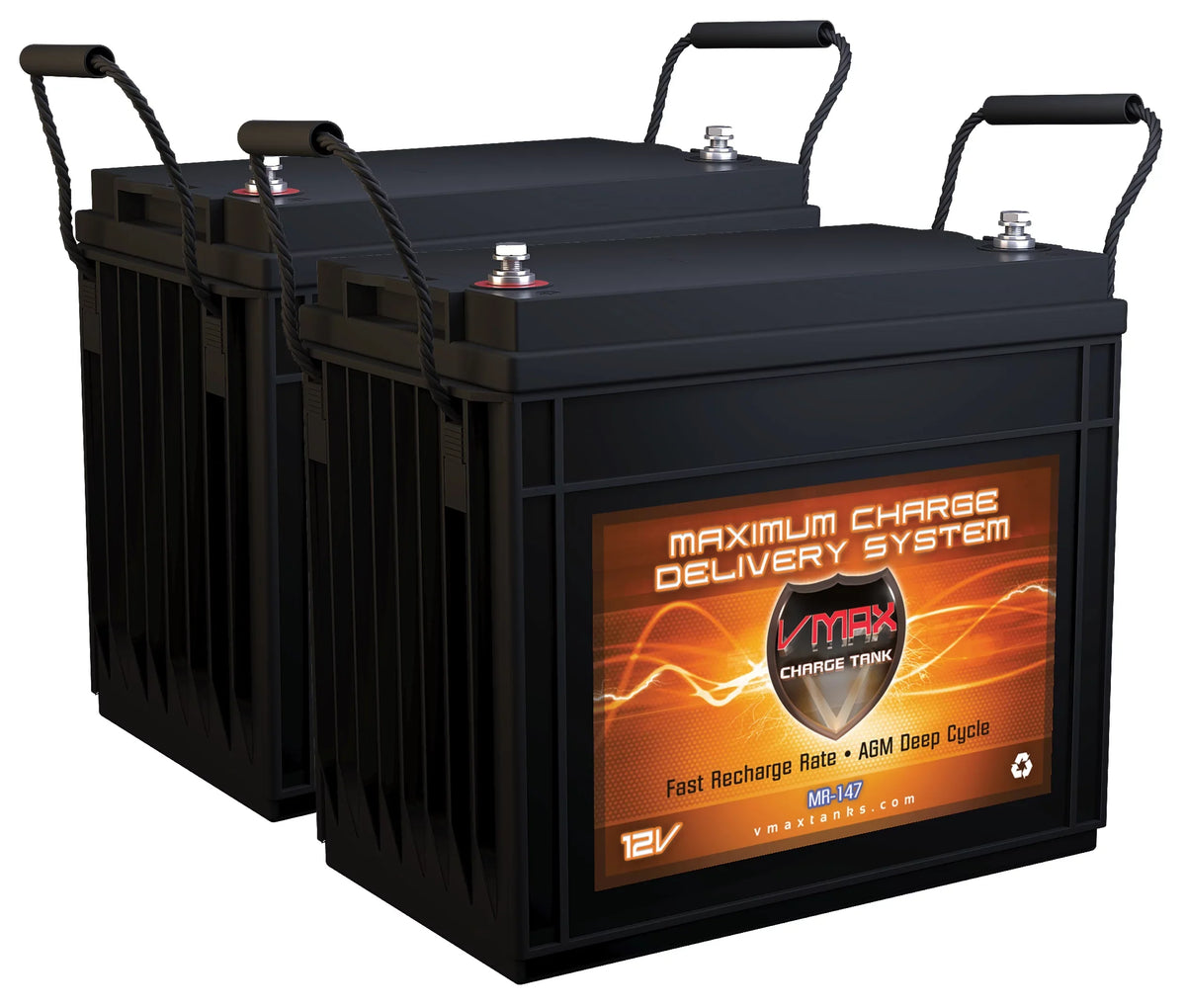 Motors 12V Pound 80lb Cycle AGM 80 MR147-155 for 24 Deep VMAX Trolling 155AH Thrust Volt 24V QTY2 Batteries