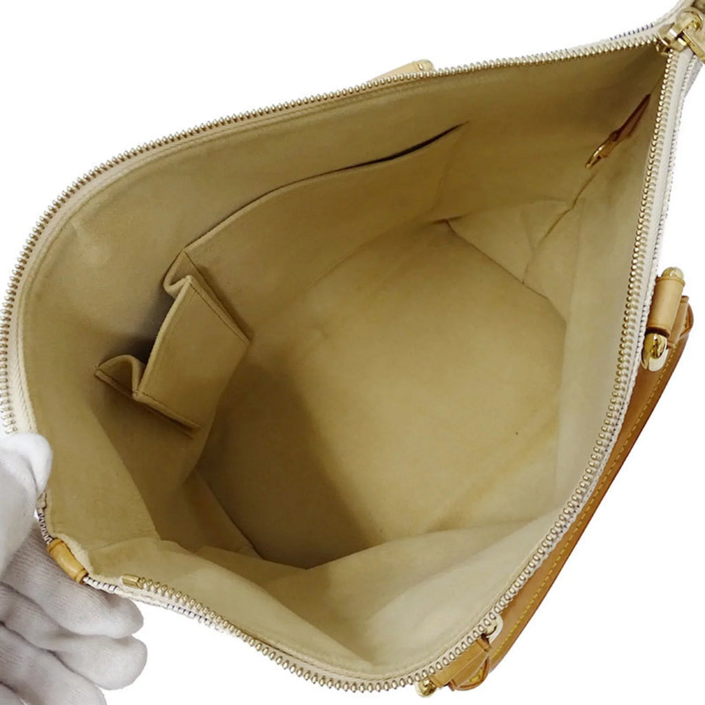 N51186 Louis Ladies PM Vuitton VUITTON Used Saleya Tote Handbag LOUIS Damier Gray Authenticated Azul White Bag