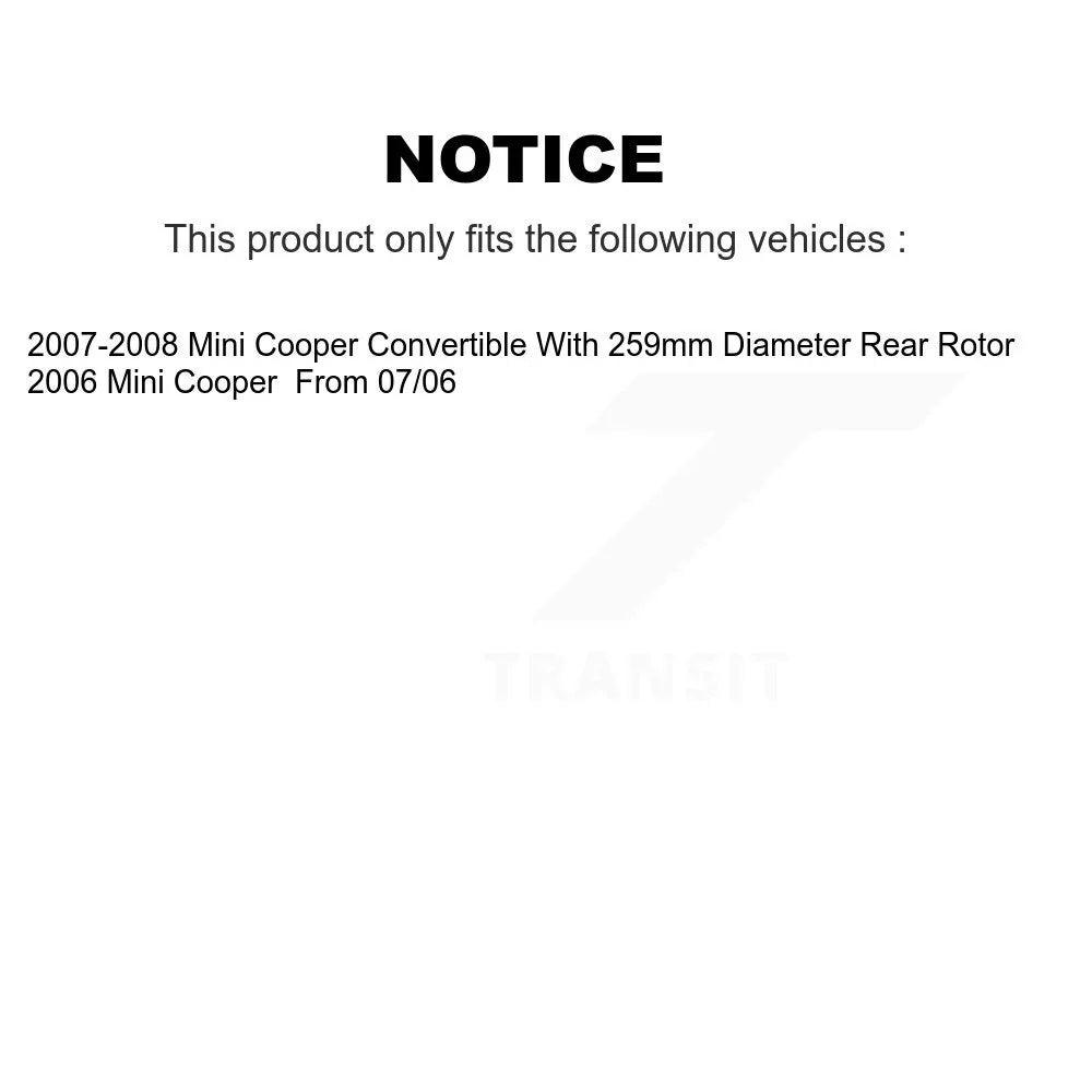 Rear And Disc For KDS-100458 Cooper Rotors Mini Auto Brake Slotted Kit - Pads Transit Drilled Semi-Metallic Coated