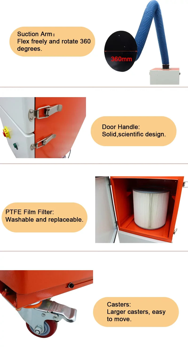 Single Welding Purifier Fume Smoke Welding Extractor Arm Mobile 220V EQCOTWEA