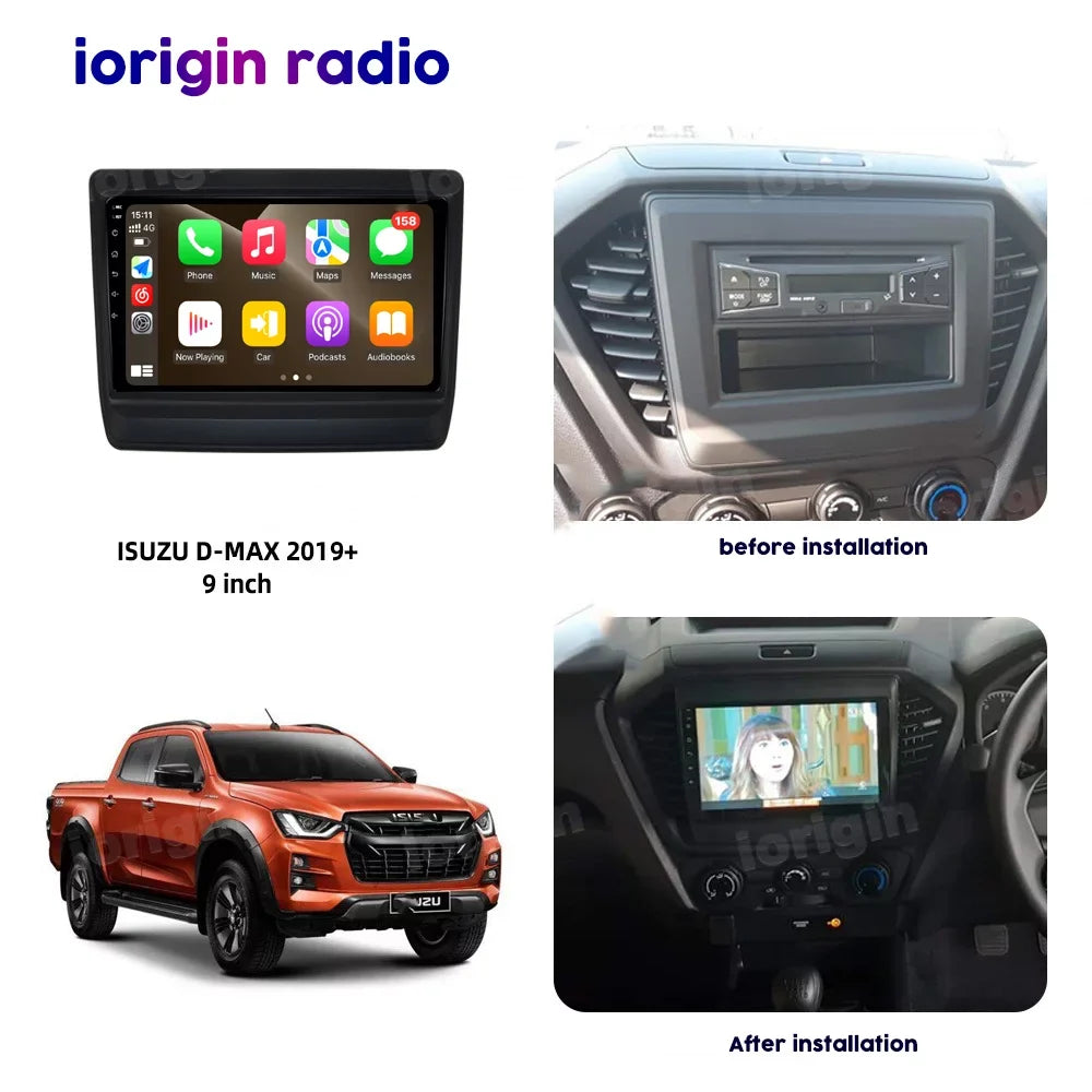 D-Max 2019+ WIFI Android HD Auto FM Isuzu Dmax Android Carplay 12 Radio 9'' Car Bluetooth,with Stereo Camera GPS Rearview with For