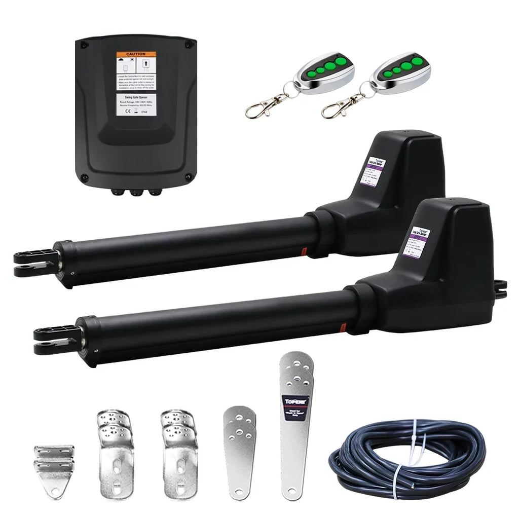18ft AC Arm, Kit Swing Remote Powered Heavy Gate for Up Gate to Solar Duty TOPENS AT1202 Opener Motor Automatic Operator Double Gate Gates Electric per Swing Dual Driveway Control Compatible with