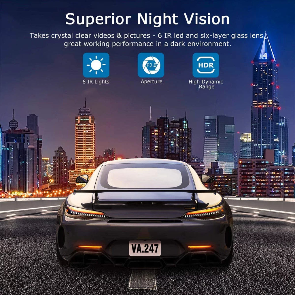 Angle Cam Wide LCD Dash 170 Dashboard HD WDR 3.0" 1080P Display with Video G-Sensor DVR Cars Camera Car for Night Vision Full Dashcam Recorder in Car ORSKEY Camera