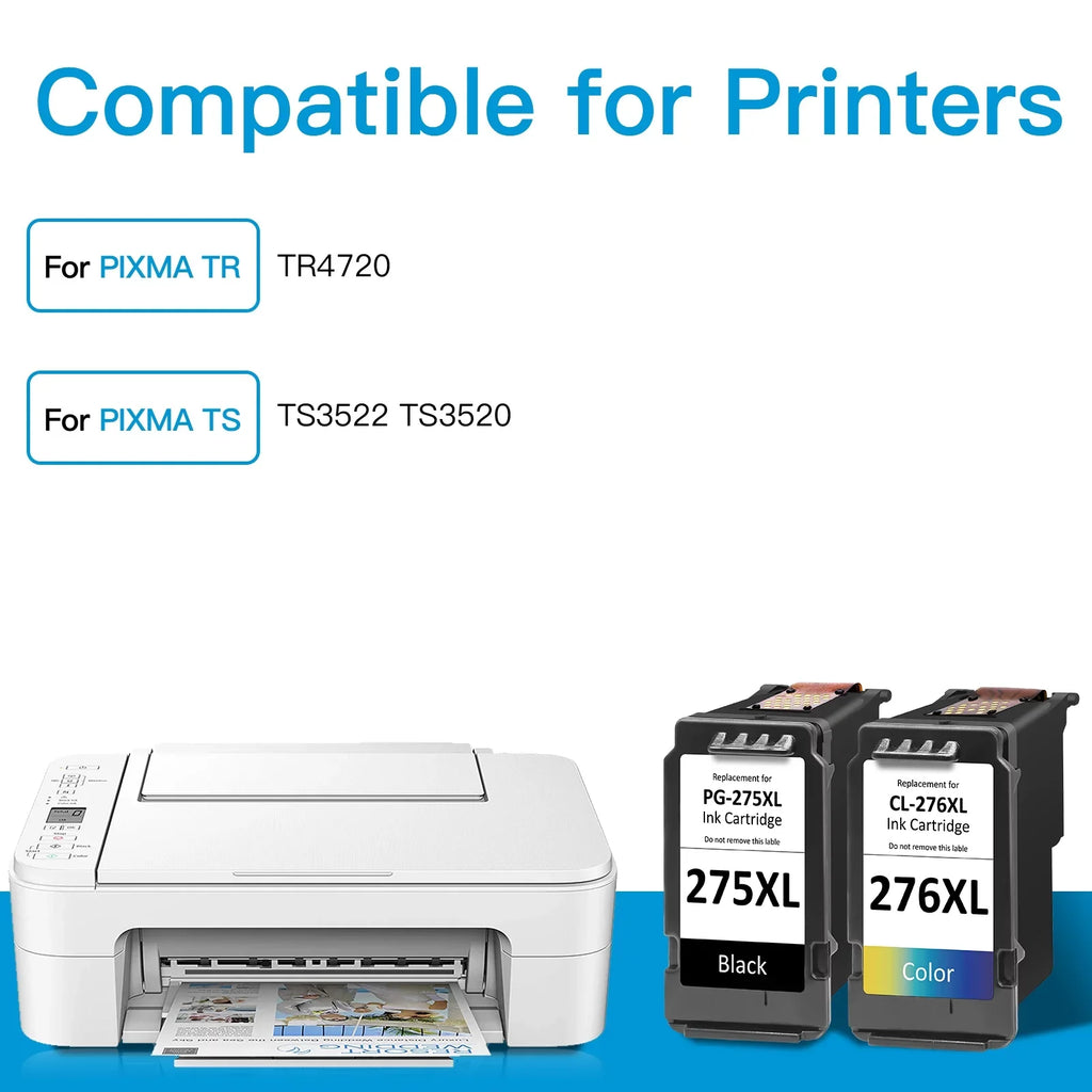 XL 275XL Color 276 Black Ink Cartridge XL 275 XL and Canon Replacement for CL-276 PG 275 276