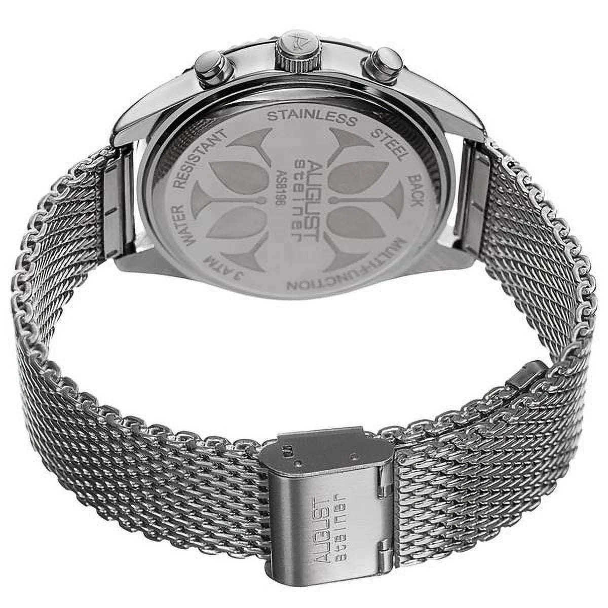 Quartz Men's Time Silver-Tone Stainless Dual Bracelet Steel Multifunction Swiss Watch