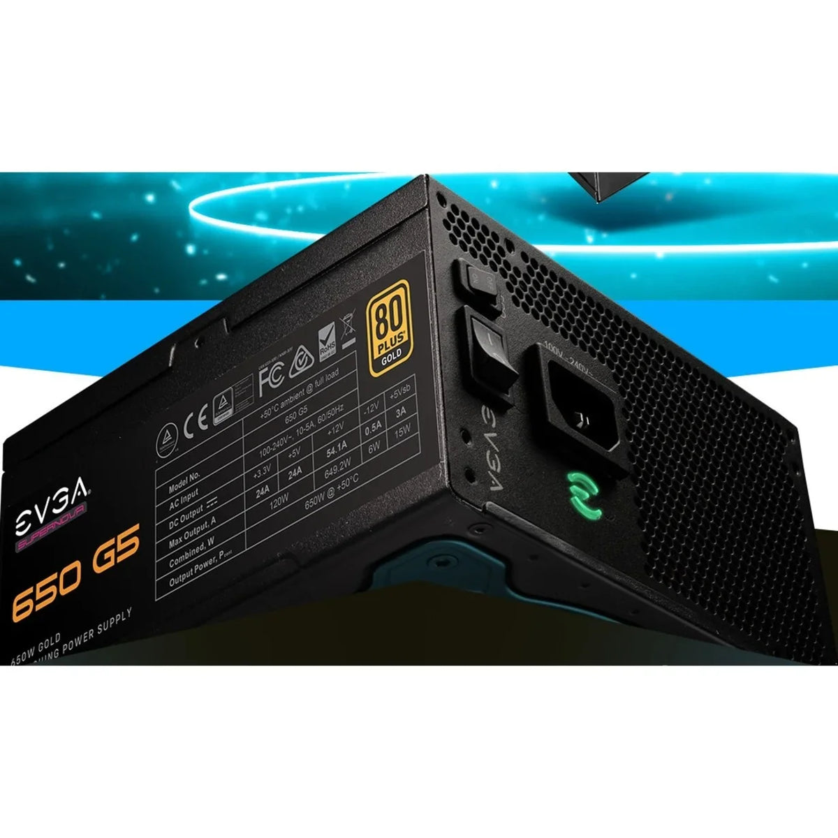 Power FDB 10 Warranty, 80 Plus Compact Supply 220-G5-0650-X1 Fan, Modular, EVGA Self Mode with Year Gold 650W, SuperNOVA G5, Power Eco Size, Includes ON 650 150mm Fully Tester,