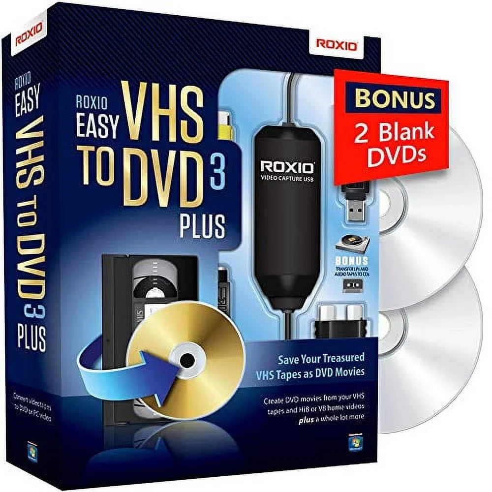 VHS, 3 Bonus Digital to DVD Video or Roxio Hi8, DVD to DVDs | V8 Converter VHS Easy Plus 2 |