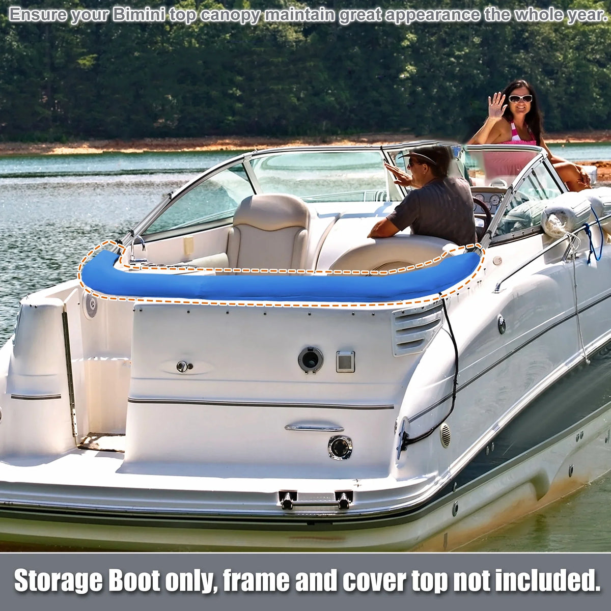 Blue Boot Width Cover Bow Pacific 85"-90" Boat 600D Bow for Bimini Top 4 Canvas 3 Polyester Storage