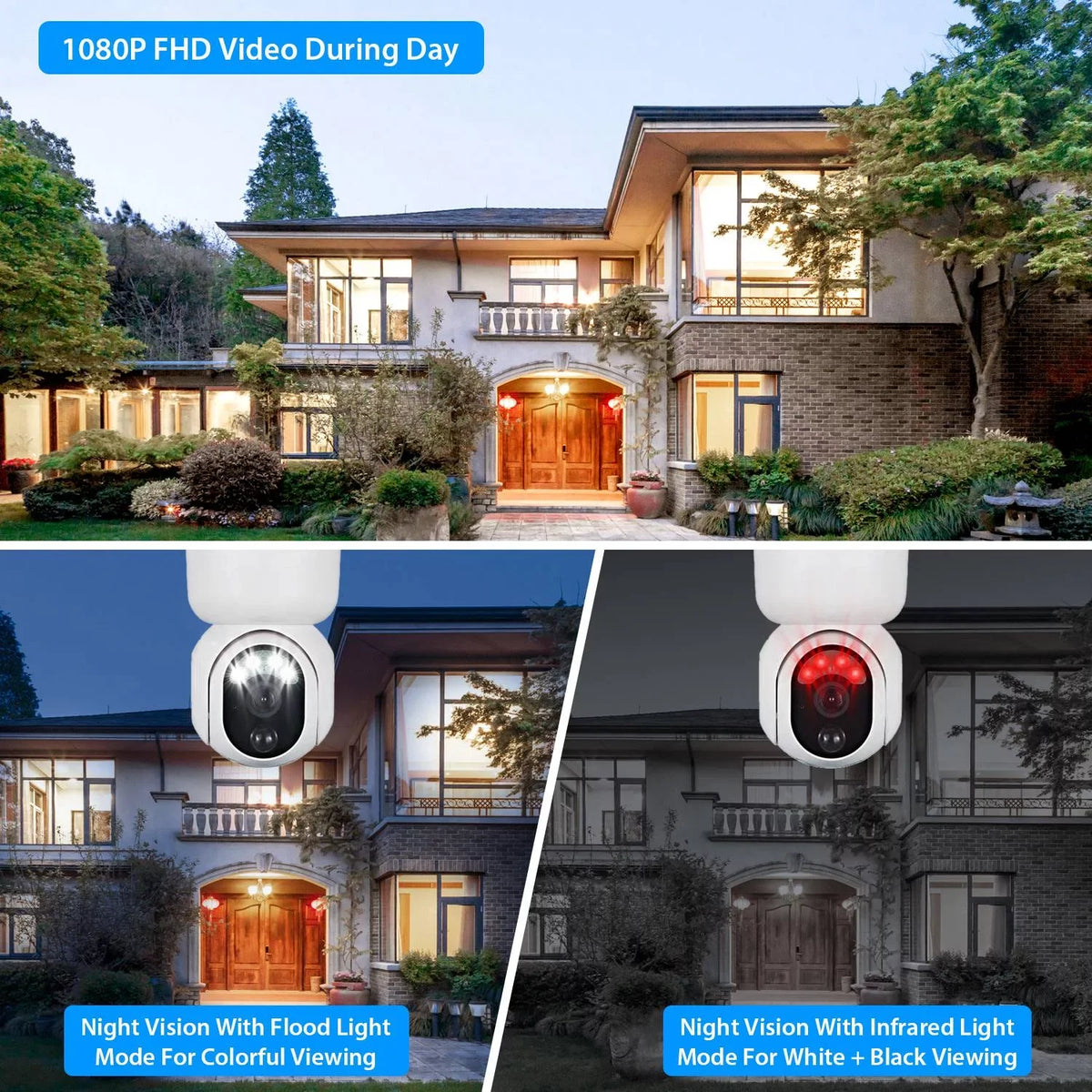 Camera Color Outdoor Battery WIFI Powered Audio Night Home Camera 1080P Siren Light Vision Detection Surveillance for Human iMounTEK Flood Wireless Security Solar 2-Way