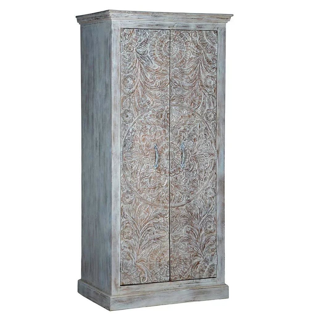 Chic Carved White Maadze Wardrobe Shabby