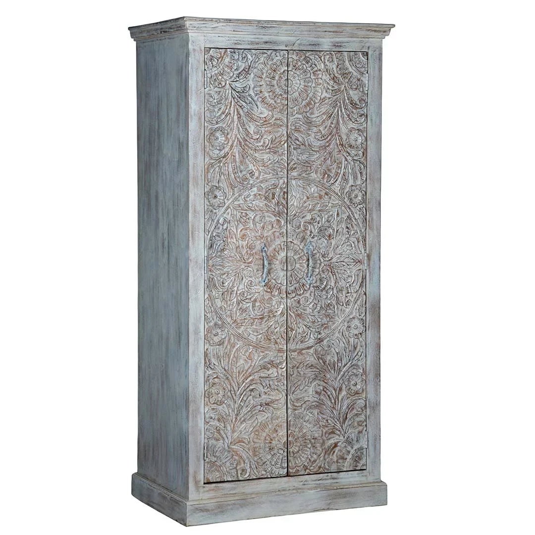 Chic Carved White Maadze Wardrobe Shabby