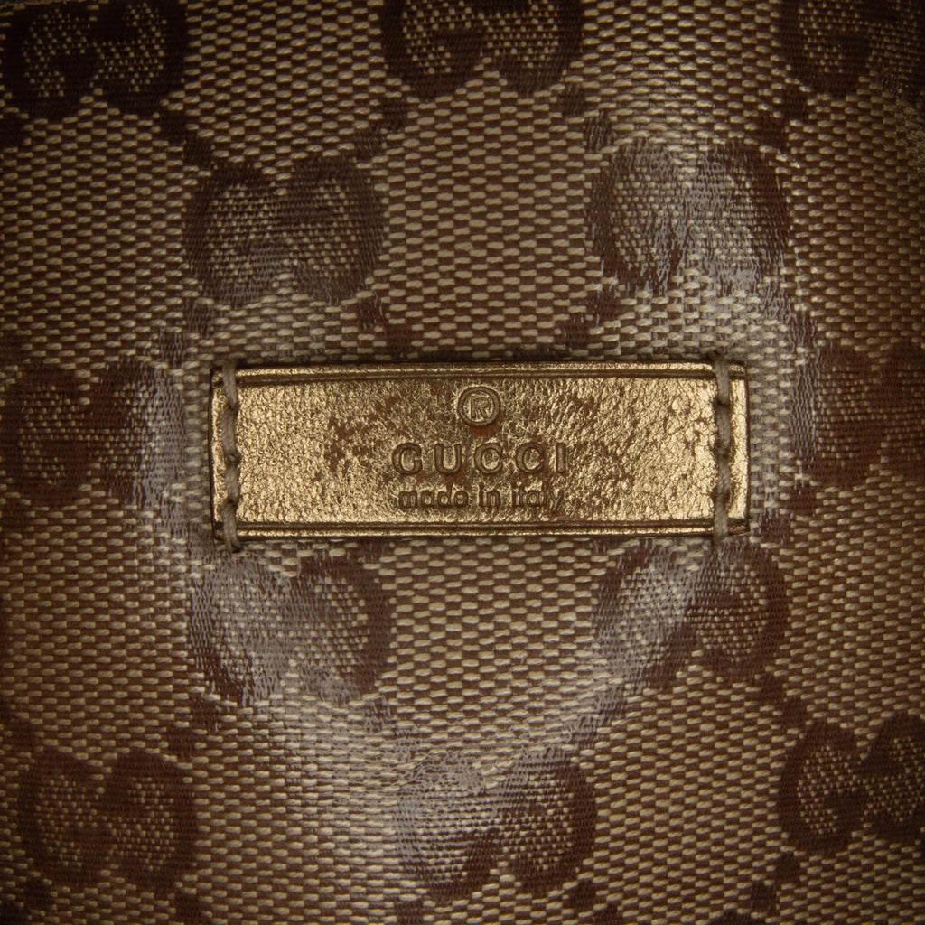 (Fair) Canvas Authenticated Fabric Coated GG Gucci Pre-Owned Unisex Satchel Brown Joy Crystal