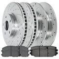 Front & 2012-2020 Replacement Rear VW and Journey Ram and Brake Chrysler Dodge Ceramic C/V Grand Drilled AutoShack Rotors for Silver Caravan Pads 2012-2016 Town Country Kit Slotted 2013-2015 V6 Routan