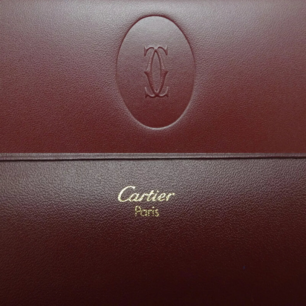 (Good) Cartier Bordeaux Women's Mastline (Red) Wallet Pre-Owned Long Leather