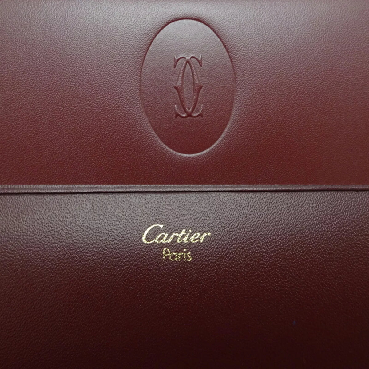 (Good) Cartier Bordeaux Women's Mastline (Red) Wallet Pre-Owned Long Leather