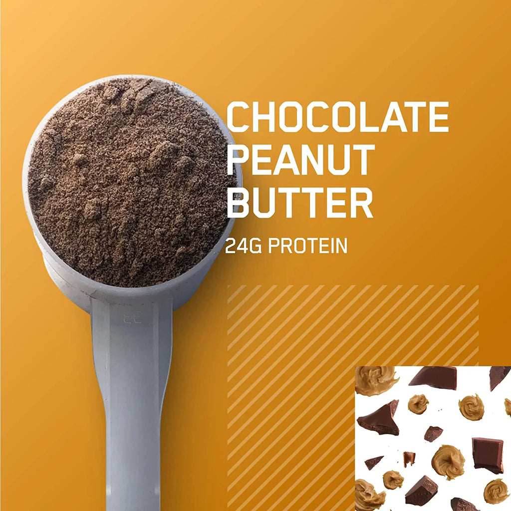 Chocolate Casein, 100% Protein Gold Nutrition, Standard Powder, 1.87 Peanut Optimum 24g Butter, lb