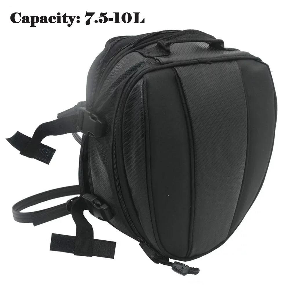 Expandable Leather Rear Tail Bag PU Motorcycle Seat Luggage Bag Pack