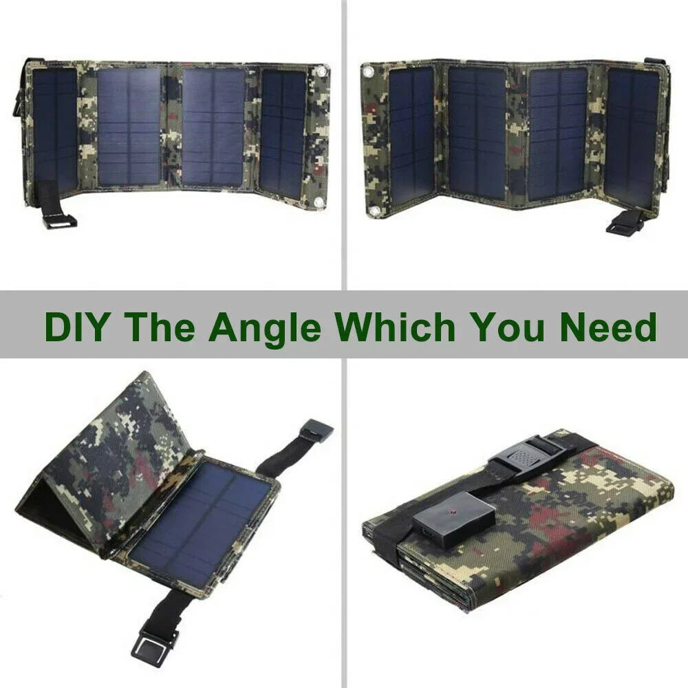 USB 80W Folding Camping Charger Panel Bank Paddsun Power USA Phone Hiking Solar Outdoor