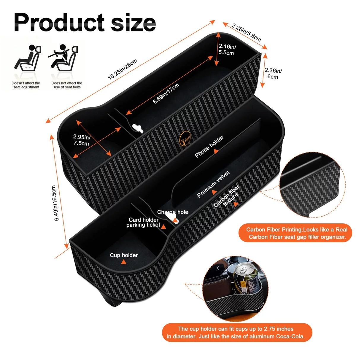 2 Seat Seat Car Organizer Filler Hooks Car Seat for Holders 2 Gap Seat Drink,Car Cup with Pack Front Organizer FOAUUH Organizer,Multifunctional