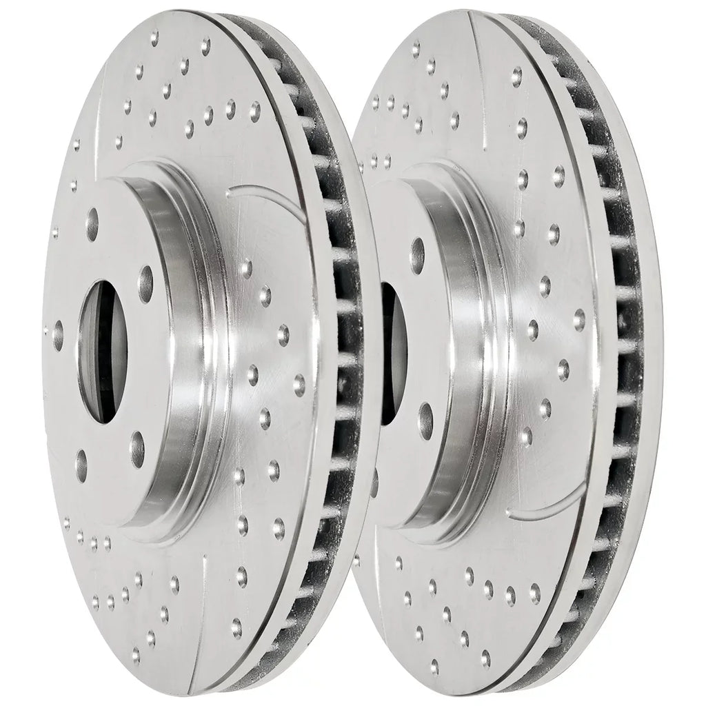 Front & 2012-2020 Replacement Rear VW and Journey Ram and Brake Chrysler Dodge Ceramic C/V Grand Drilled AutoShack Rotors for Silver Caravan Pads 2012-2016 Town Country Kit Slotted 2013-2015 V6 Routan