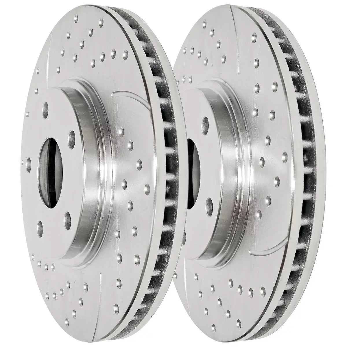 Front & 2012-2020 Replacement Rear VW and Journey Ram and Brake Chrysler Dodge Ceramic C/V Grand Drilled AutoShack Rotors for Silver Caravan Pads 2012-2016 Town Country Kit Slotted 2013-2015 V6 Routan