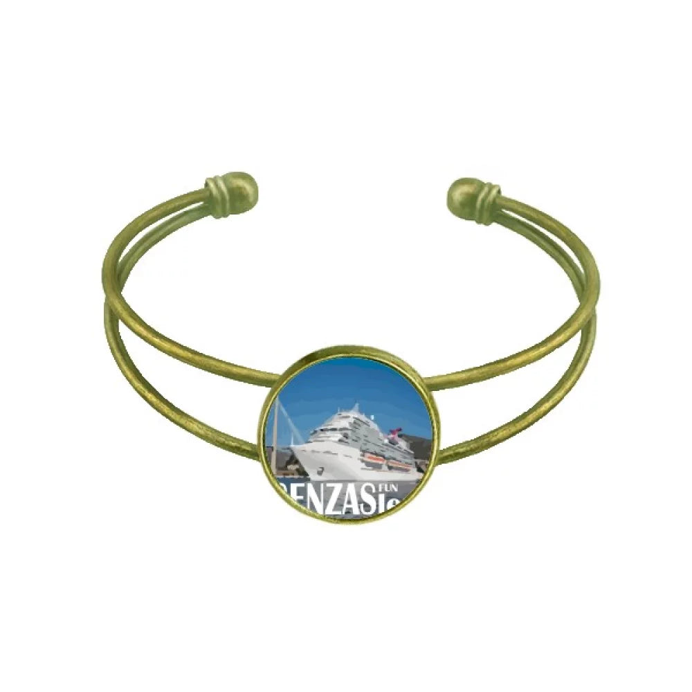 Luxury Cruise Jewelry Ship Bracelet Open Cuff Bangle Poster Giant Retro