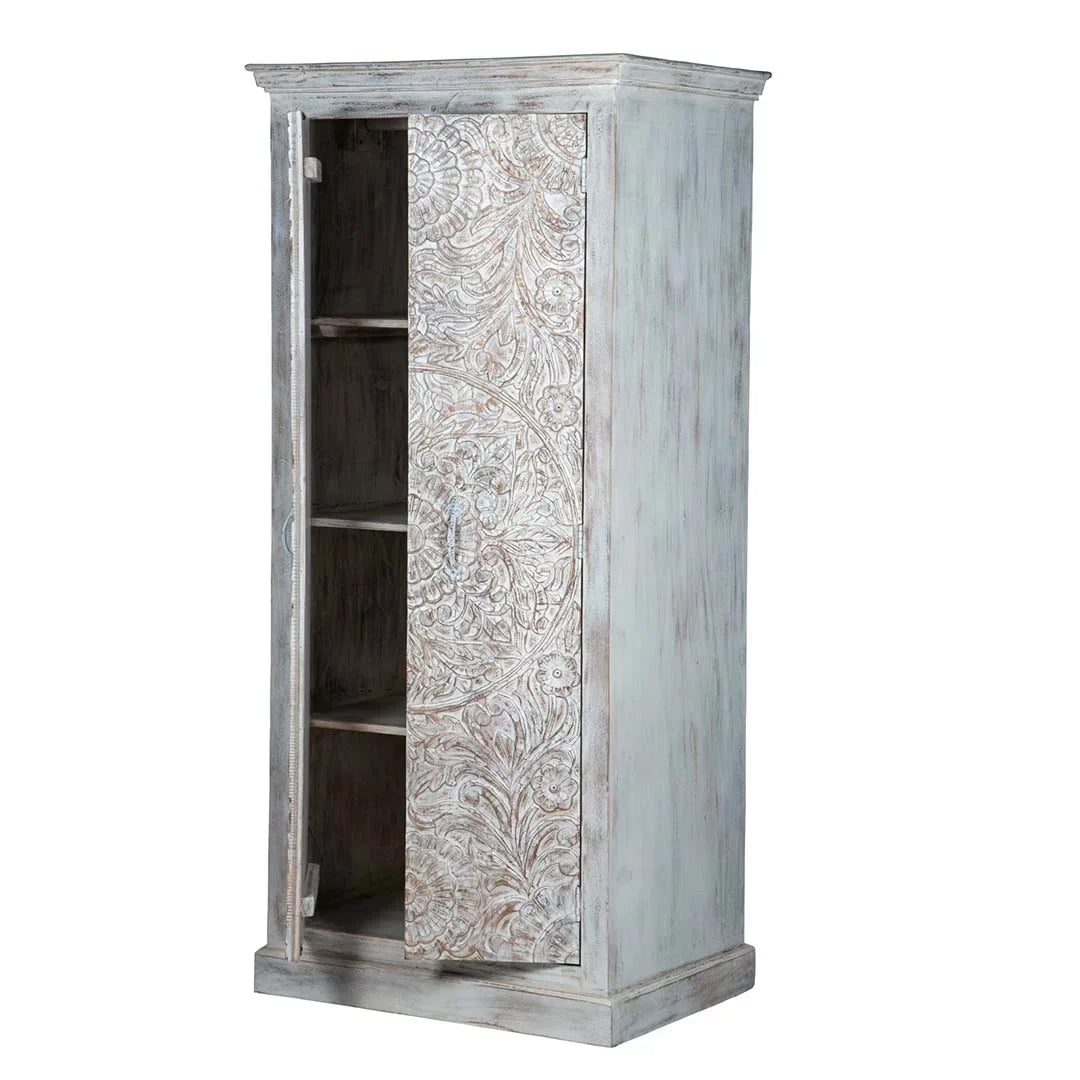Chic Carved White Maadze Wardrobe Shabby