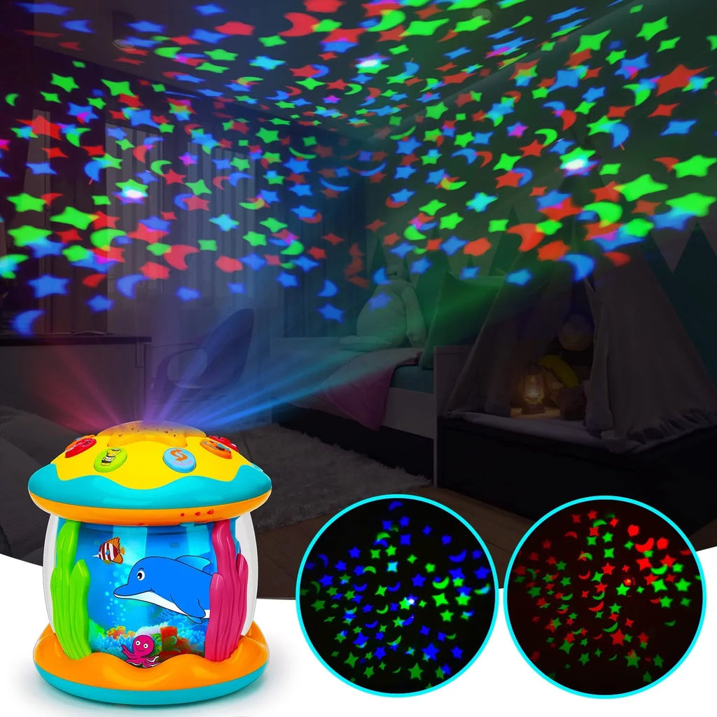 Projector Months Baby Musical 4 ISHANTECH 12 1 Rotating Up Toys to Ocean Toys Light Crawling in 6 Tummy Time Learning