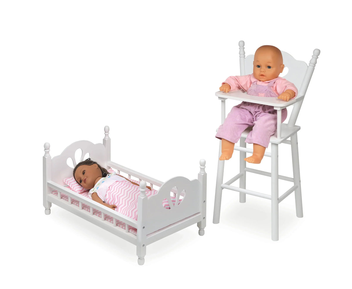 and Bedding 18 English Badger - inch Basket for with White/Pink Country Chair Bed High Dolls