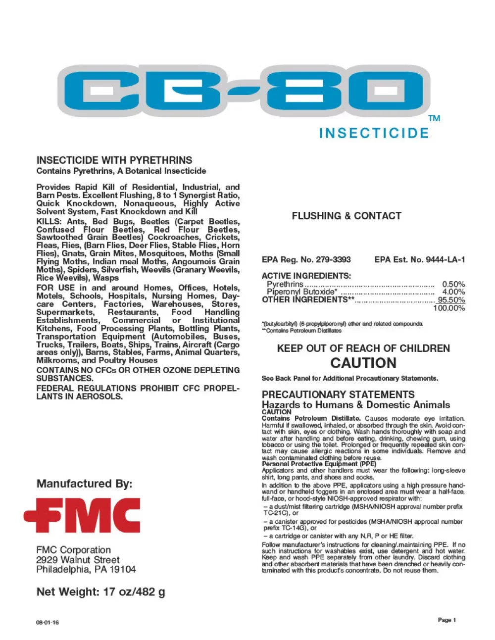 Pyrethrins can 17 Insecticide With CB-80 - FMC oz by Botanical Technologies